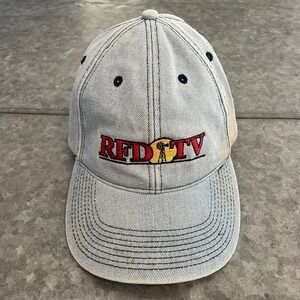 Vintage RFD TV Denim Jean Strapback Hat Cap Rural Media Nashville Tennessee Y2K